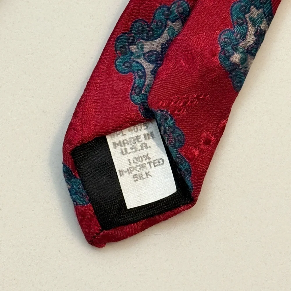 Oscar de la Renta Couture Silk Necktie Baroque Floral Scrolls Vintage Boutique - Picture 8 of 8